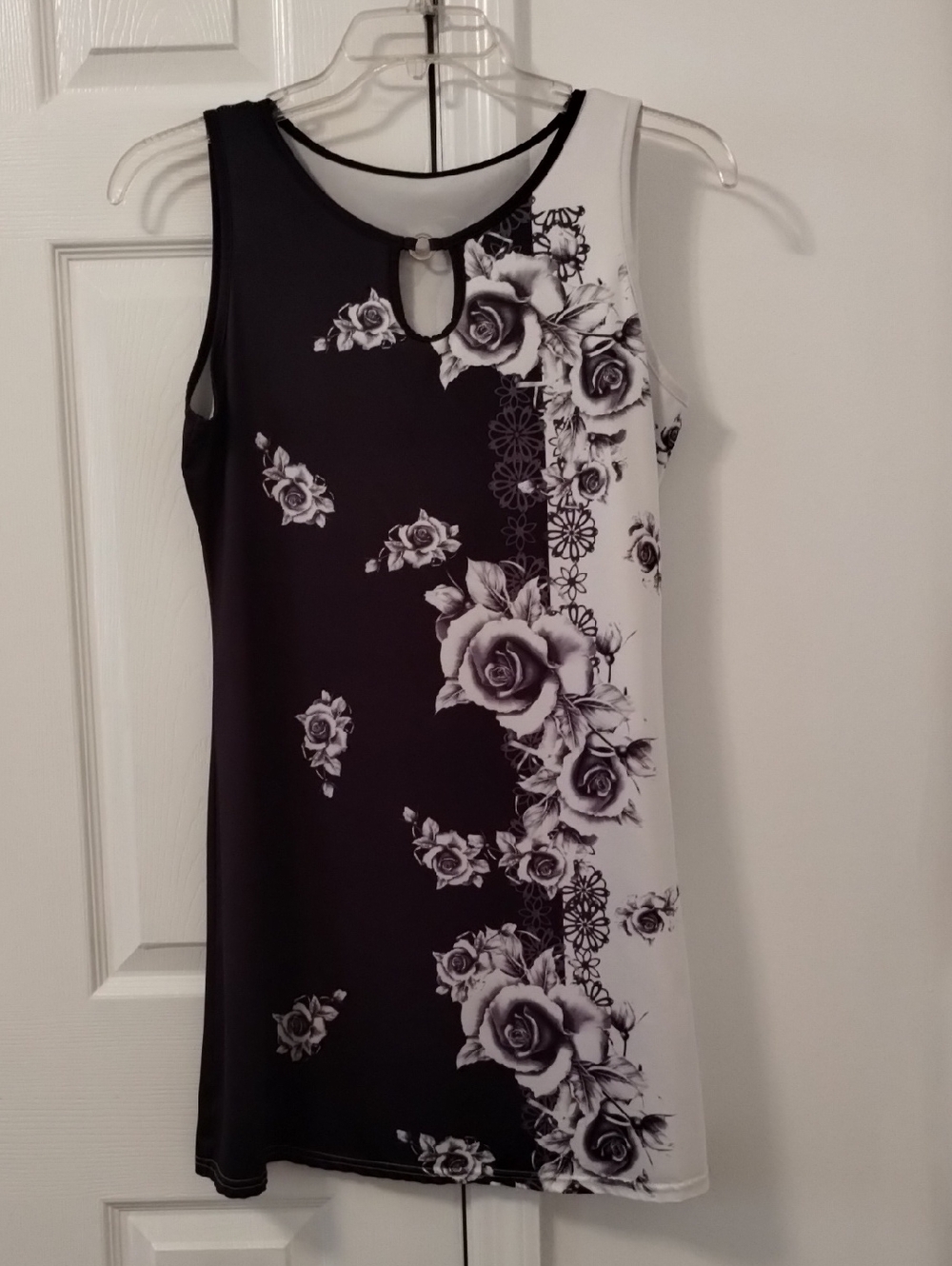 SHEIN Black and White Floral Midi Dress